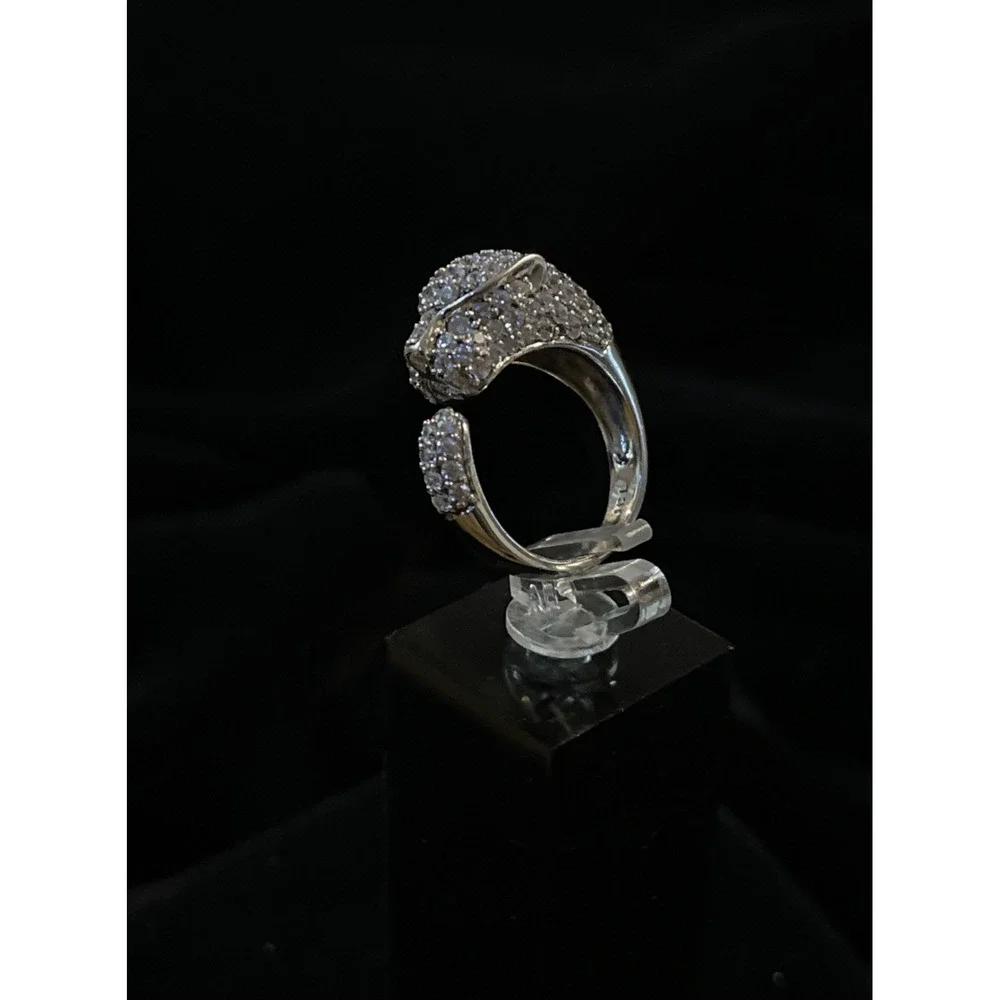JTV‎ 9.25 Sterling Silver Panther CZ Cluster Eternity Wrap Band Ring Sz. 5